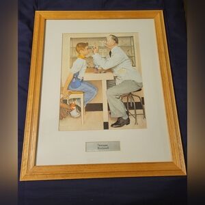 VINTAGE NORMAN ROCKWELL "AT THE OPTOMETRIST" 23x19 FRAMED LITHOGRAPH